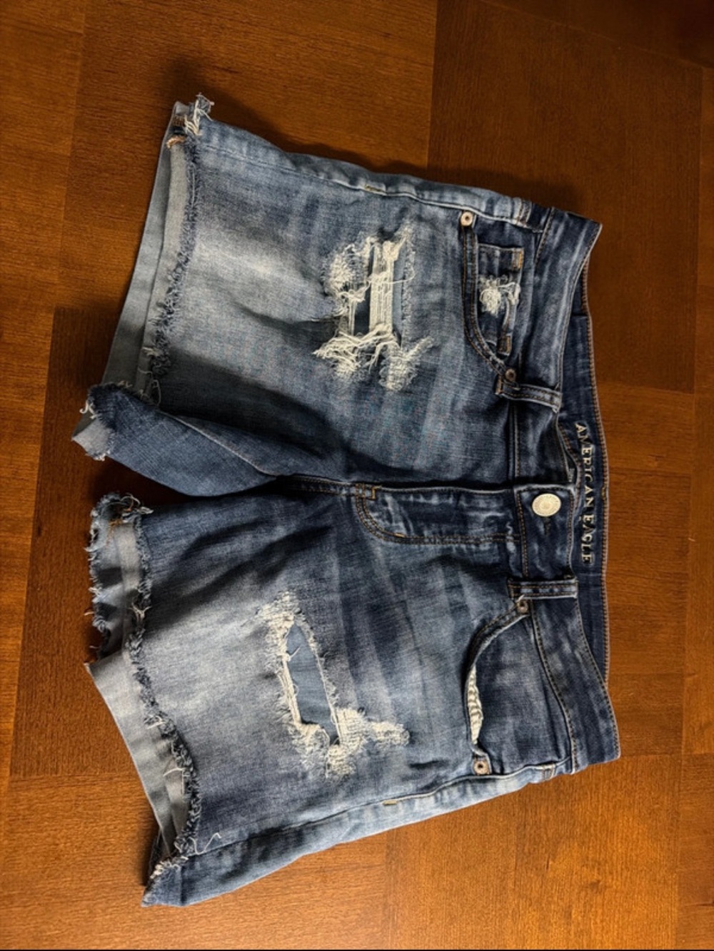 American Eagle Outfitters Blue Distressed Women's Denim Shorts